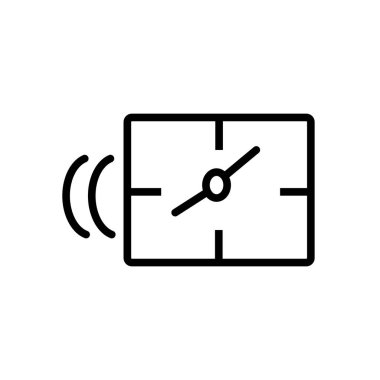 Beyaz arka plan, saat şeffaf işareti, çizgi ve anahat öğelerini lineer tarzda izole saat simge vektör