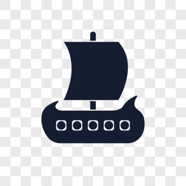 Saydam arka plan üzerinde Viking gemi logo kavramı izole Viking gemi vektör simgesi