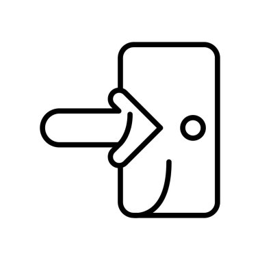 Beyaz arka plan, çıkış şeffaf işareti, çizgi ve anahat öğelerini lineer tarzda izole çıkış simge vektör