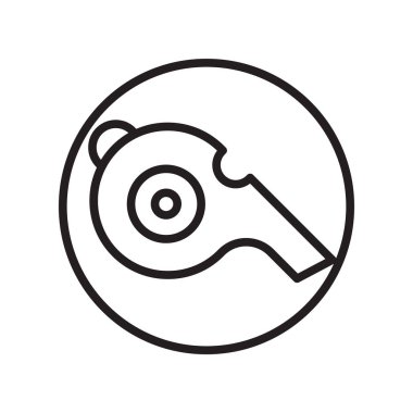 Beyaz arka plan, düdük şeffaf işareti, doğrusal spor sembolleri izole düdük simge vektör