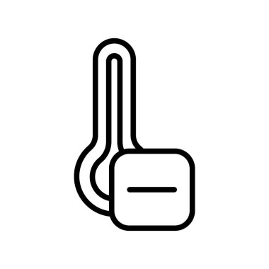 Termometre simge vektör beyaz arka plan üzerinde termometre şeffaf işareti, çizgi ve anahat öğelerini lineer tarzda izole