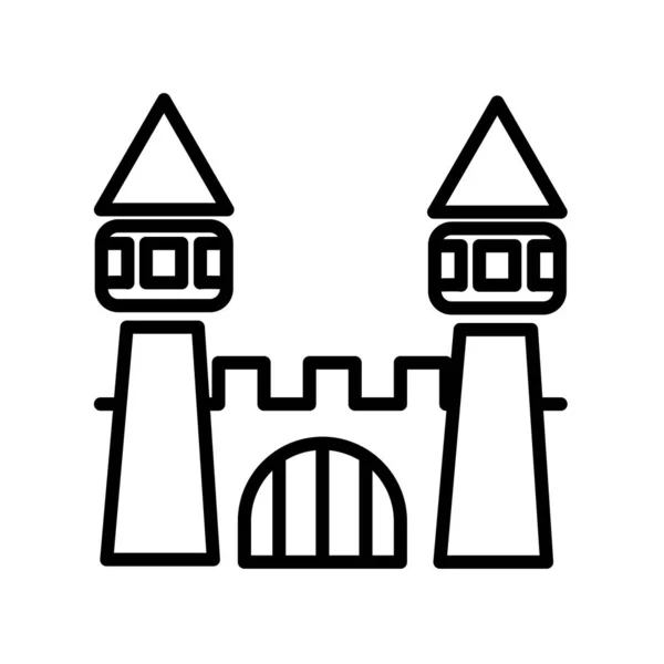 Kasteel Pictogram Vector Geïsoleerd Witte Achtergrond Kasteel Transparant Lijn Lineaire — Stockvector