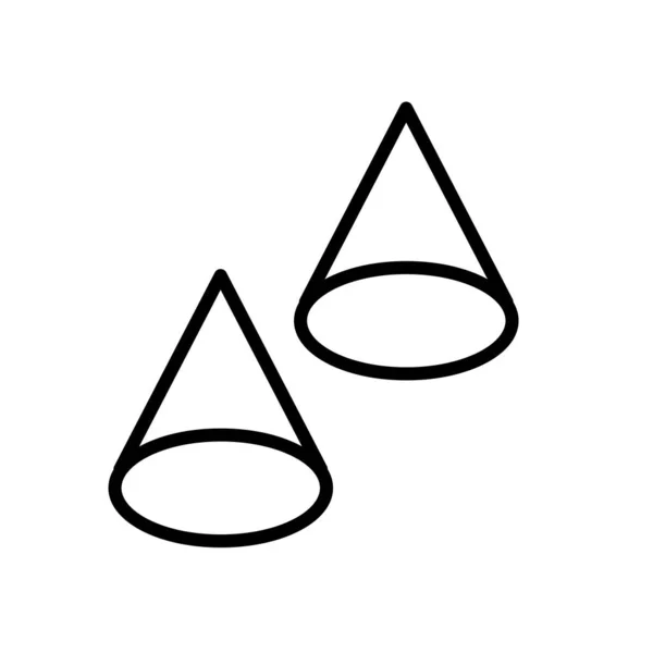 在白色背景 圆锥透明符号 线条和轮廓元素的线性样式中分离的锥图标矢量 — 图库矢量图片