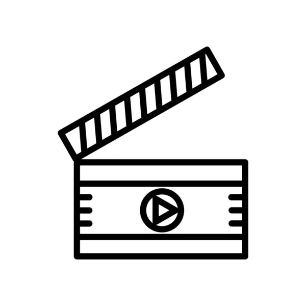 Clapperboard Icon Vector Isolato Sfondo Bianco Clapperboard Segno Trasparente Linea — Vettoriale Stock