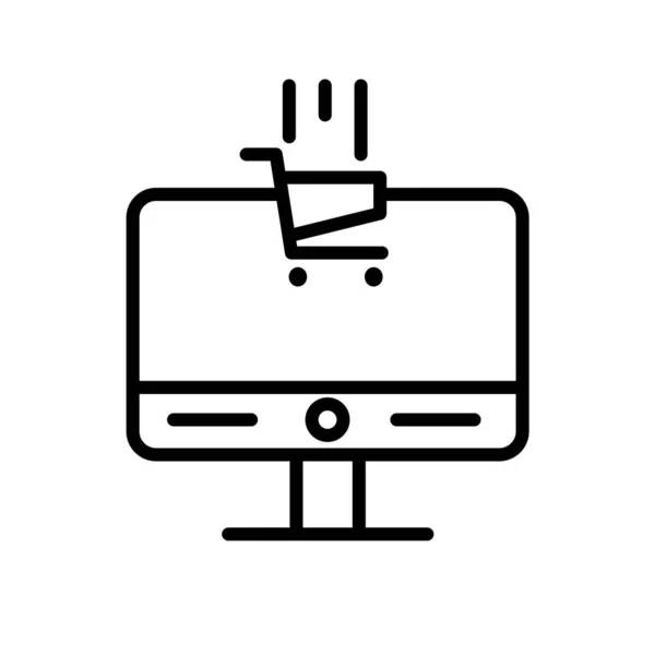 电子商务图标矢量隔离在白色背景 电子商务透明符号 线或线性标志 元素设计的轮廓风格 — 图库矢量图片