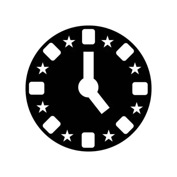 白背景 時計透明サイン 黒記号に分離された時計アイコン ベクトル — ストックベクタ