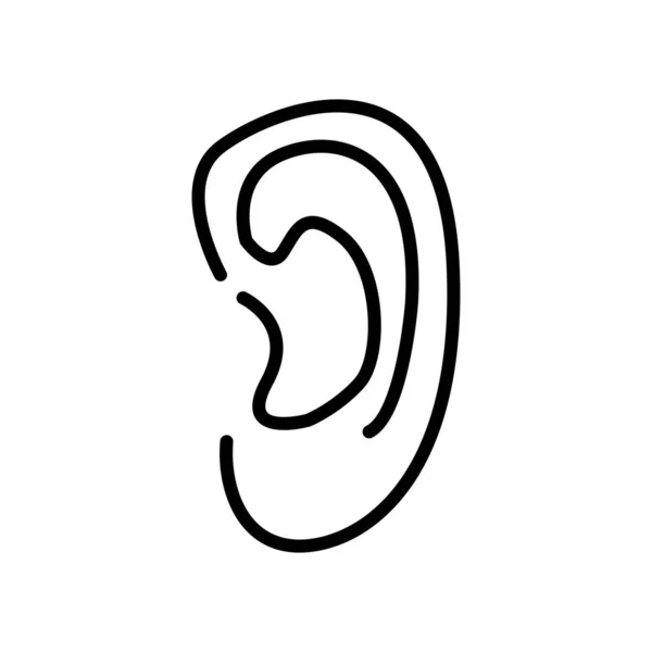 在白色背景 耳透明符号 线条和轮廓元素的线性样式中隔离的耳图标向量 — 图库矢量图片