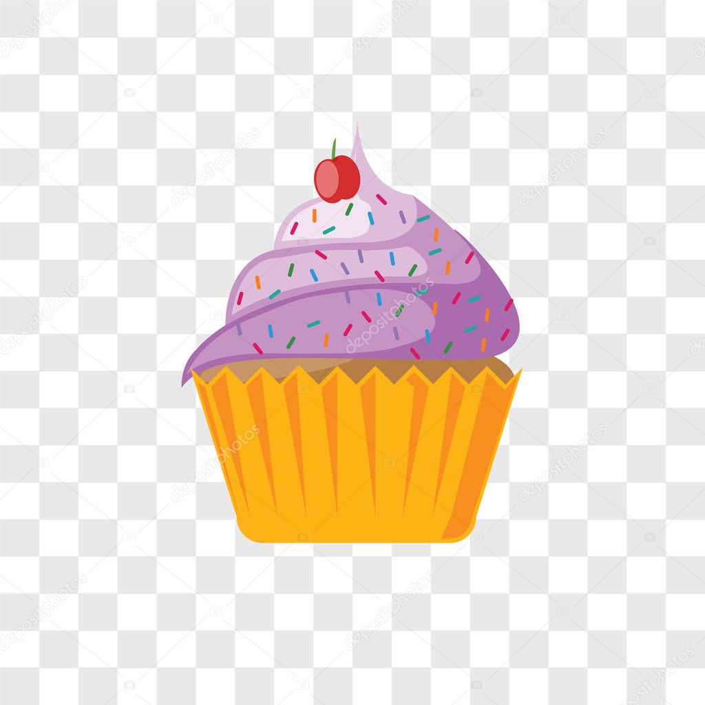 Cupcake vector icon isolated on transparent background, Cupcake logo concept