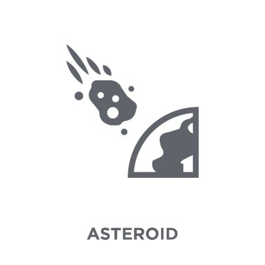 Asteroit simgesi. Asteroit tasarım konsepti astronomi koleksiyonundan. Basit öğe vektör çizim beyaz arka plan üzerinde.