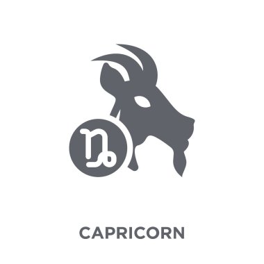 Oğlak simgesi. Oğlak tasarım konsepti astronomi koleksiyonundan. Basit öğe vektör çizim beyaz arka plan üzerinde.