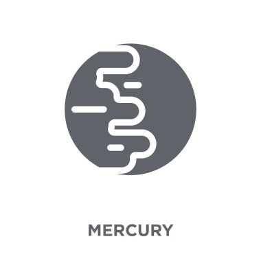 Mercury simgesi. Mercury tasarım konsepti astronomi koleksiyonundan. Basit öğe vektör çizim beyaz arka plan üzerinde.