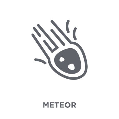 Meteor simgesi. Meteor tasarım konsepti astronomi koleksiyonundan. Basit öğe vektör çizim beyaz arka plan üzerinde.