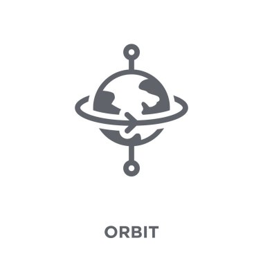 Yörünge simgesi. Tasarım konsepti astronomi koleksiyonundan yörünge. Basit öğe vektör çizim beyaz arka plan üzerinde.