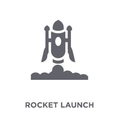 Roket fırlatma simgesi. Roket fırlatma tasarım konsepti astronomi koleksiyonundan. Basit öğe vektör çizim beyaz arka plan üzerinde.