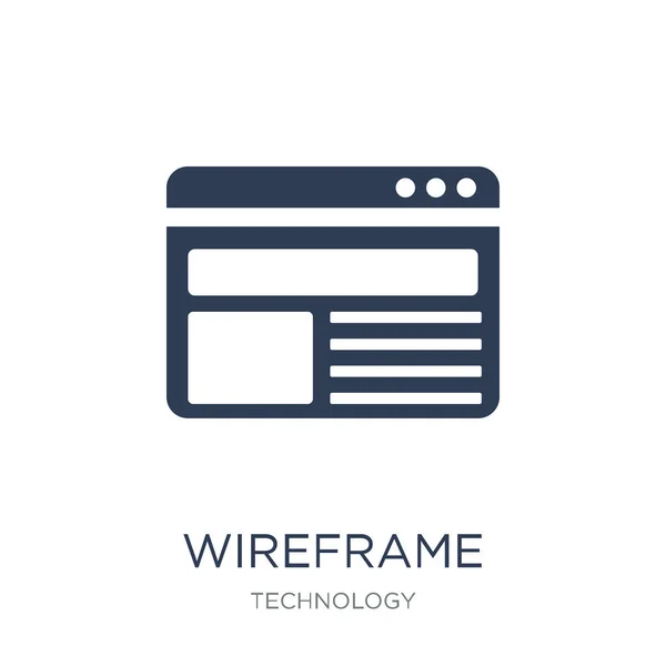 Icona Wireframe Trendy Piatto Vettoriale Icona Wireframe Sfondo Bianco Della — Vettoriale Stock