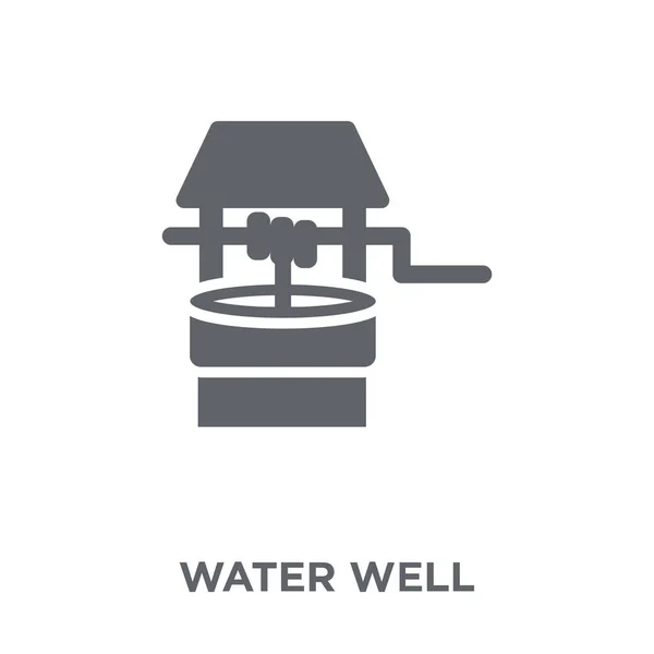 水井图标 从农业 农业和园艺收集的水井设计概念 简单的元素向量例证在白色背景 — 图库矢量图片