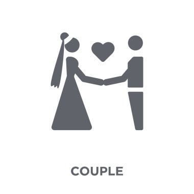 Çift simgesi. Düğün ve sevgi Collection kaç tasarım konsepti. Basit öğe vektör çizim beyaz arka plan üzerinde.