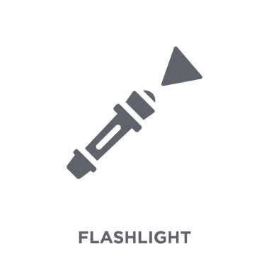 El feneri simgesi. El feneri tasarım konsepti kamp koleksiyonundan. Basit öğe vektör çizim beyaz arka plan üzerinde.