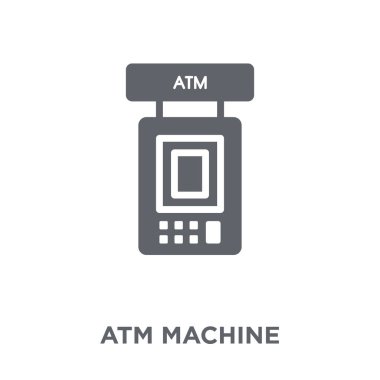 ATM makine simgesi. ATM makinesi tasarım konsepti koleksiyonundan. Basit öğe vektör çizim beyaz arka plan üzerinde.