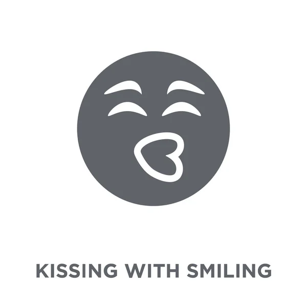 Beijar Com Ícone Emoji Olhos Sorridentes Beijar Com Olhos Sorridentes —  Vetores de Stock