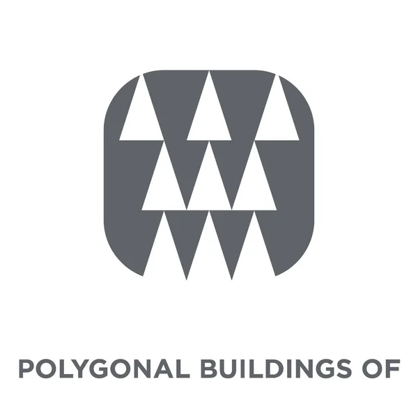 Edificios Poligonales Triángulos Pequeños Icono Edificios Poligonales Triángulos Pequeños Concepto — Vector de stock
