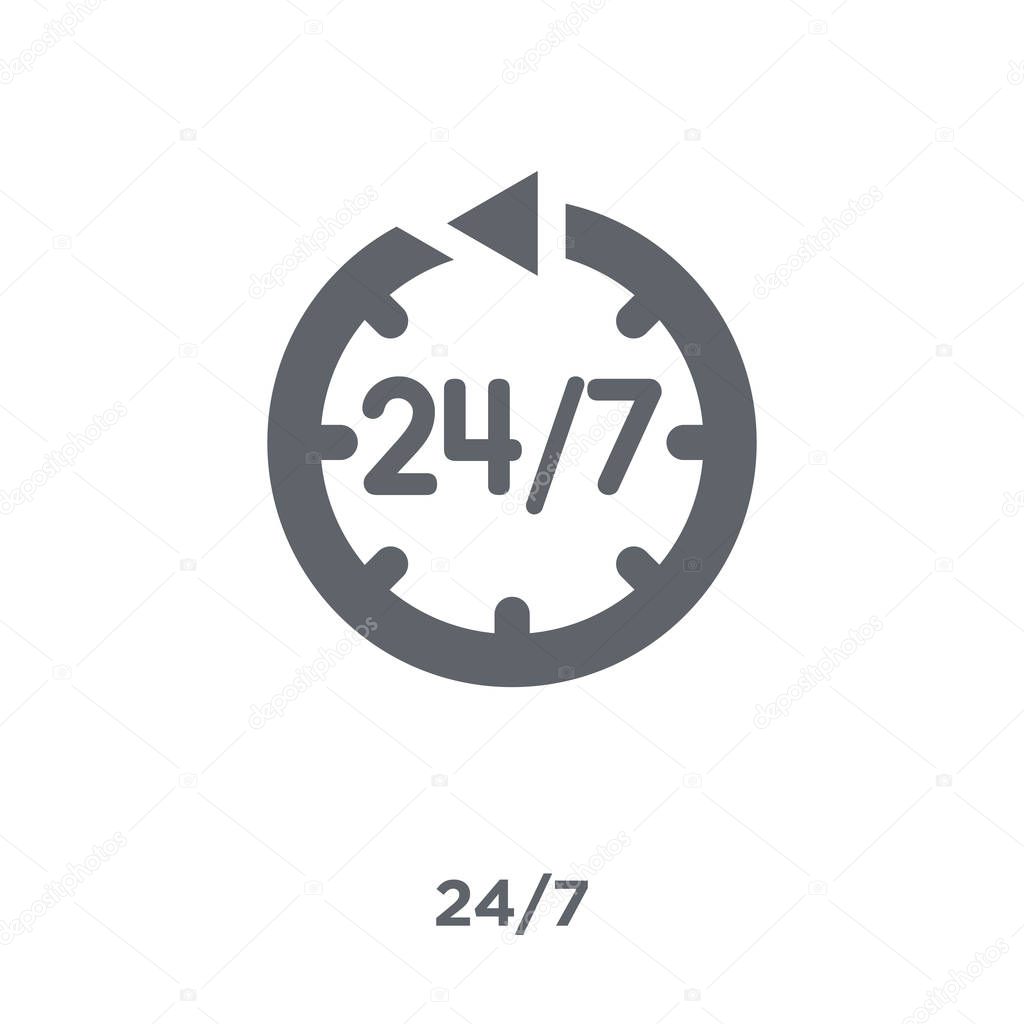 24/7 icon. 24/7 design concept from Time managemnet collection. Simple element vector illustration on white background.