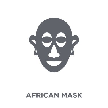 Afrika maskesi simgesi. Afrika maskesi Tasarım Müzesi koleksiyonundan. Basit öğe vektör çizim beyaz arka plan üzerinde.