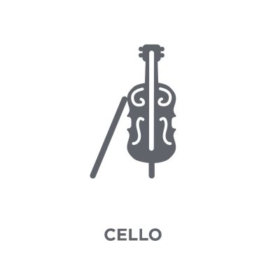 Çello simgesi. Çello tasarım konsepti müzik koleksiyonundan. Basit öğe vektör çizim beyaz arka plan üzerinde.