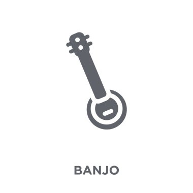 Banjo simgesi. Banjo tasarım konsepti koleksiyonundan. Basit öğe vektör çizim beyaz arka plan üzerinde.