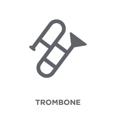 Trombon simgesi. Trombon tasarım konsepti müzik koleksiyonundan. Basit öğe vektör çizim beyaz arka plan üzerinde.