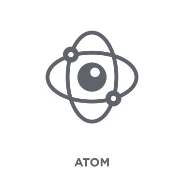Atom simgesi. Atom tasarım konsepti koleksiyonundan. Basit öğe vektör çizim beyaz arka plan üzerinde.