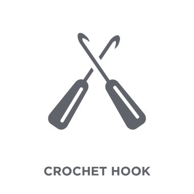 kanca simgesi tığ işi. kanca tasarım konsepti Sew koleksiyonundan tığ işi. Basit öğe vektör çizim beyaz arka plan üzerinde.