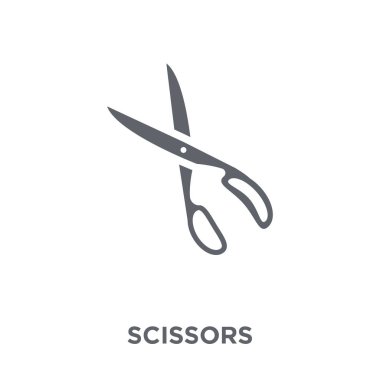 Makas simgesi. Makas tasarım konsepti koleksiyonundan. Basit öğe vektör çizim beyaz arka plan üzerinde.