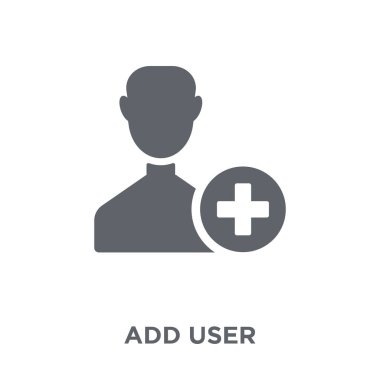 Kullanıcı simgesi ekleyin. Kullanıcı tasarım konsepti Webnavigation koleksiyonundan ekleyin. Basit öğe vektör çizim beyaz arka plan üzerinde.