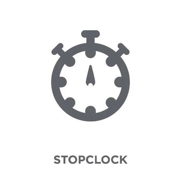 停止时钟图标 来自时间管理网集合的停止时钟设计概念 简单的元素向量例证在白色背景 — 图库矢量图片