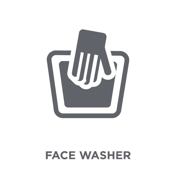 Het Pictogram Van Wasmachine Van Het Gezicht Gezicht Wasmachine Ontwerpconcept — Stockvector