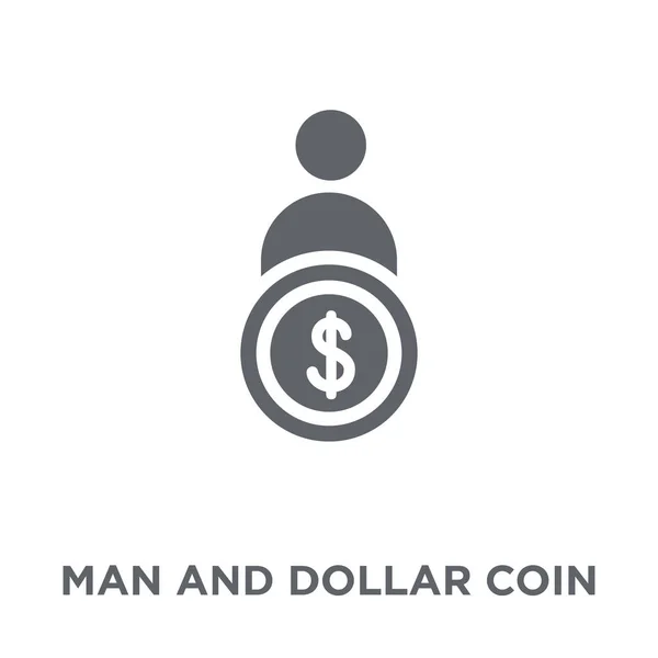 Άνθρωπος Και Δολάριο Κέρμα Εικονίδιο Άνθρωπος Και Δολάριο Κέρμα Σχεδιαστική — Διανυσματικό Αρχείο
