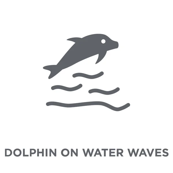 Delfín Icono Las Olas Agua Concepto Diseño Dolphin Water Waves — Vector de stock