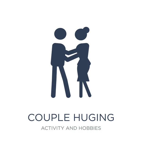 Icône Couple Huging Tendance Plat Vecteur Couple Énorme Icône Sur — Image vectorielle