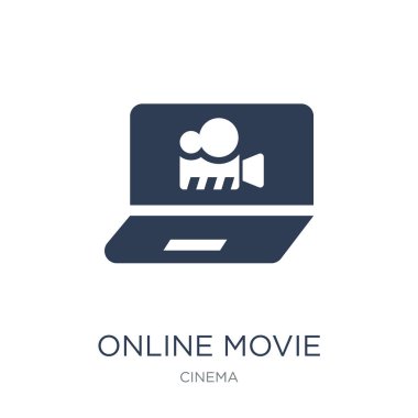 Online film simgesi. Trendy düz vektör Online film simgesi sinema Collection, vektör çizim beyaz arka plan üzerinde web ve mobil, eps10 kullanmak olabilir