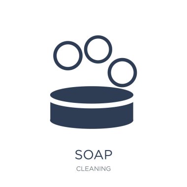 Sabun simgesi. Trendy düz vektör sabun simge vektör çizim Temizleme koleksiyonundan beyaz arka plan üzerinde kullanım için web ve mobil, eps10 olabilir