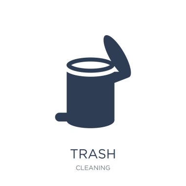 Çöp kutusu simgesini tıklatın. Trendy düz vektör çöp kutusu simgesine Temizleme Collection, vektör çizim beyaz arka plan üzerinde web ve mobil, eps10 kullanmak olabilir