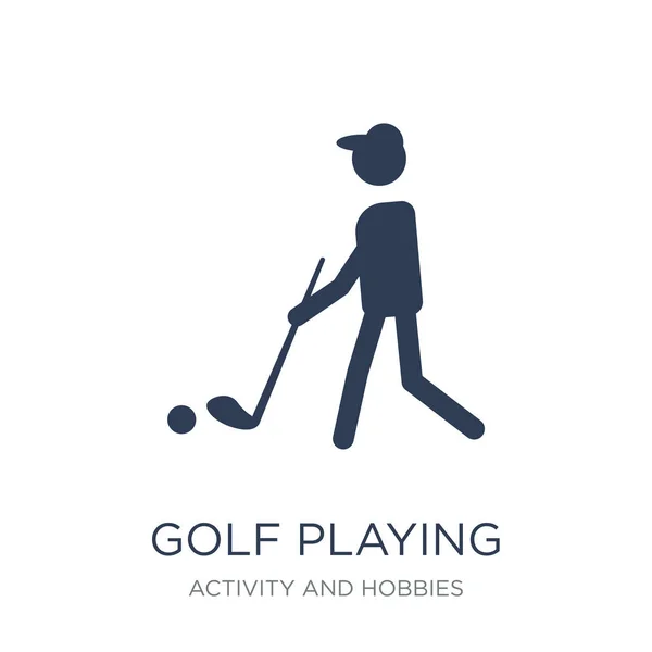Golf Spelar Ikonen Trendiga Platt Vektor Golf Spelar Ikonen Vit — Stock vektor