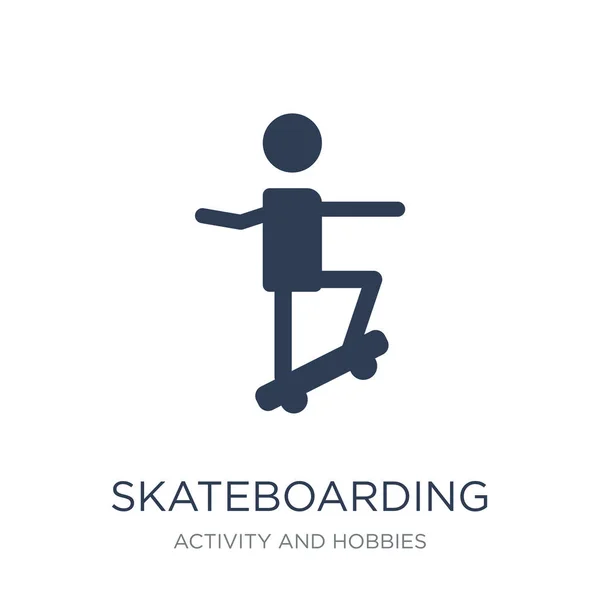 Skateboard Ikonen Trendiga Platt Vektor Skateboarding Ikonen Vit Bakgrund Från — Stock vektor