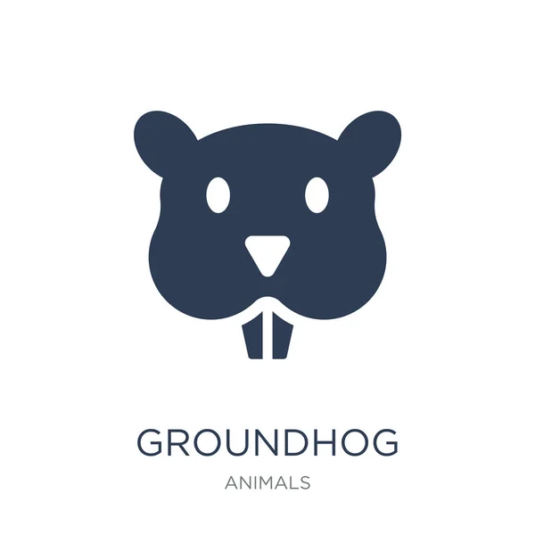 Ícone Groundhog Ícone Groundhog Vetor Plano Moda Fundo Branco Coleção —  Vetores de Stock