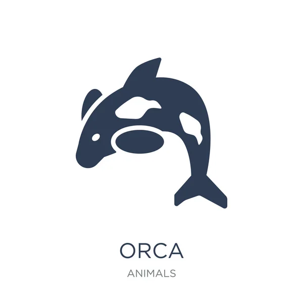 Icono Orca Vector Plano Moda Icono Orca Sobre Fondo Blanco — Vector de stock