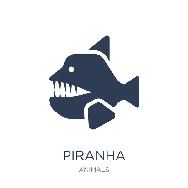 Ícone Piranha Ícone Piranha Vetorial Plana Moda Fundo Branco Coleção —  Vetores de Stock