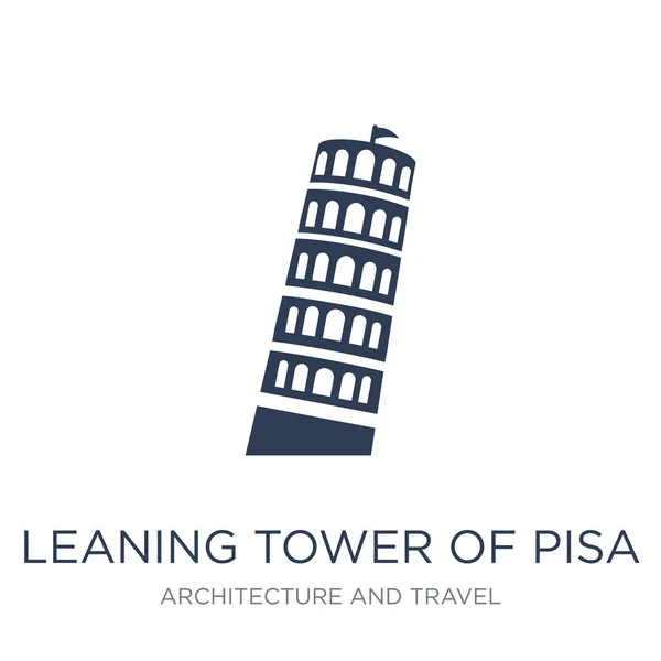 Ícone Torre Pisa Inclinada Vetor Liso Moda Ícone Inclinado Torre — Vetor de Stock
