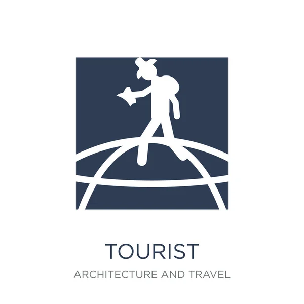 Touristen Ikone Trendige Flache Vektor Touristen Symbol Auf Weißem Hintergrund — Stockvektor