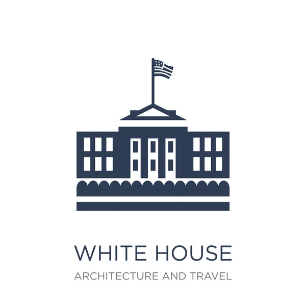 White House Icon Trendy Flat Vector White House Icon White — Stock Vector